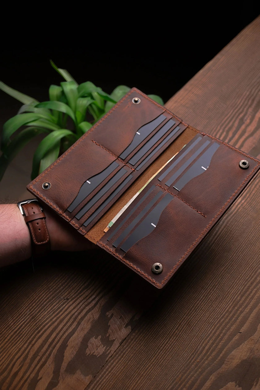 Lange Portemonnee met Dubbele Drukknopen