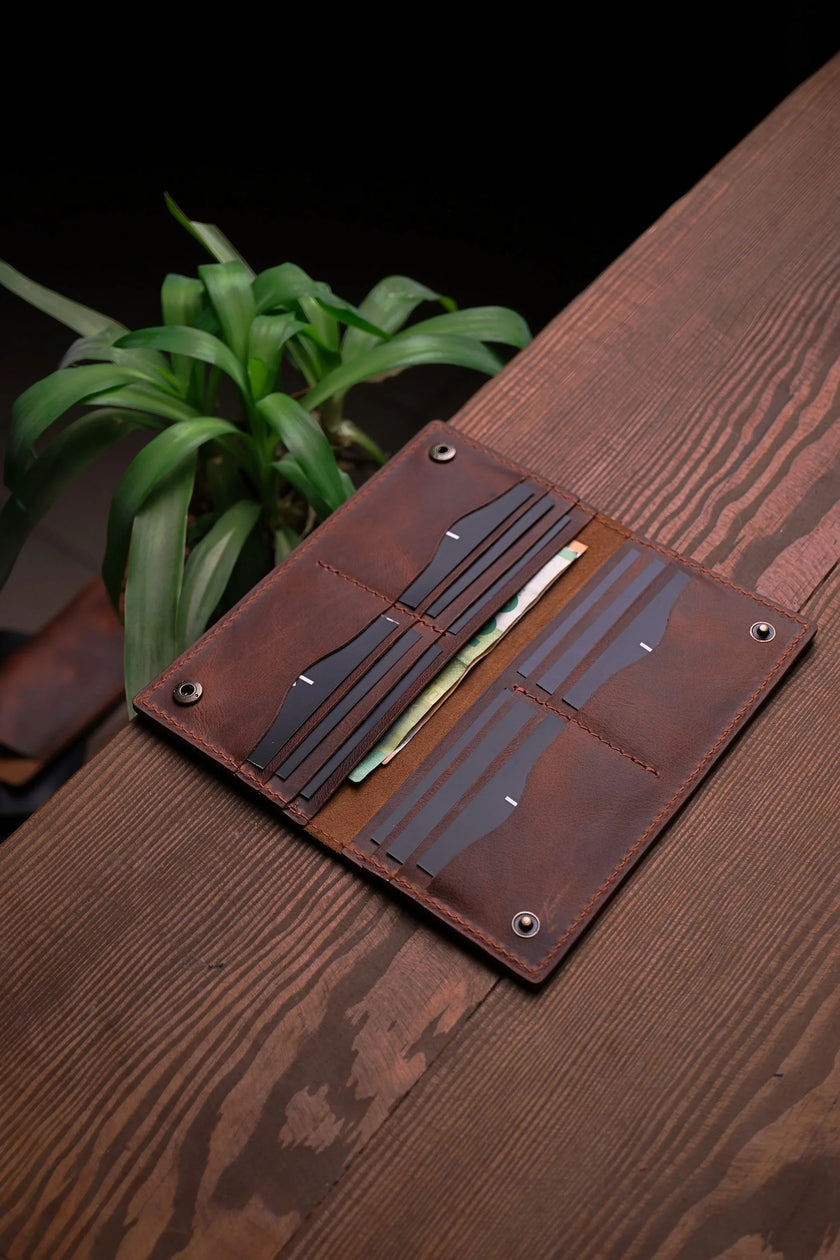 Lange Portemonnee met Dubbele Drukknopen