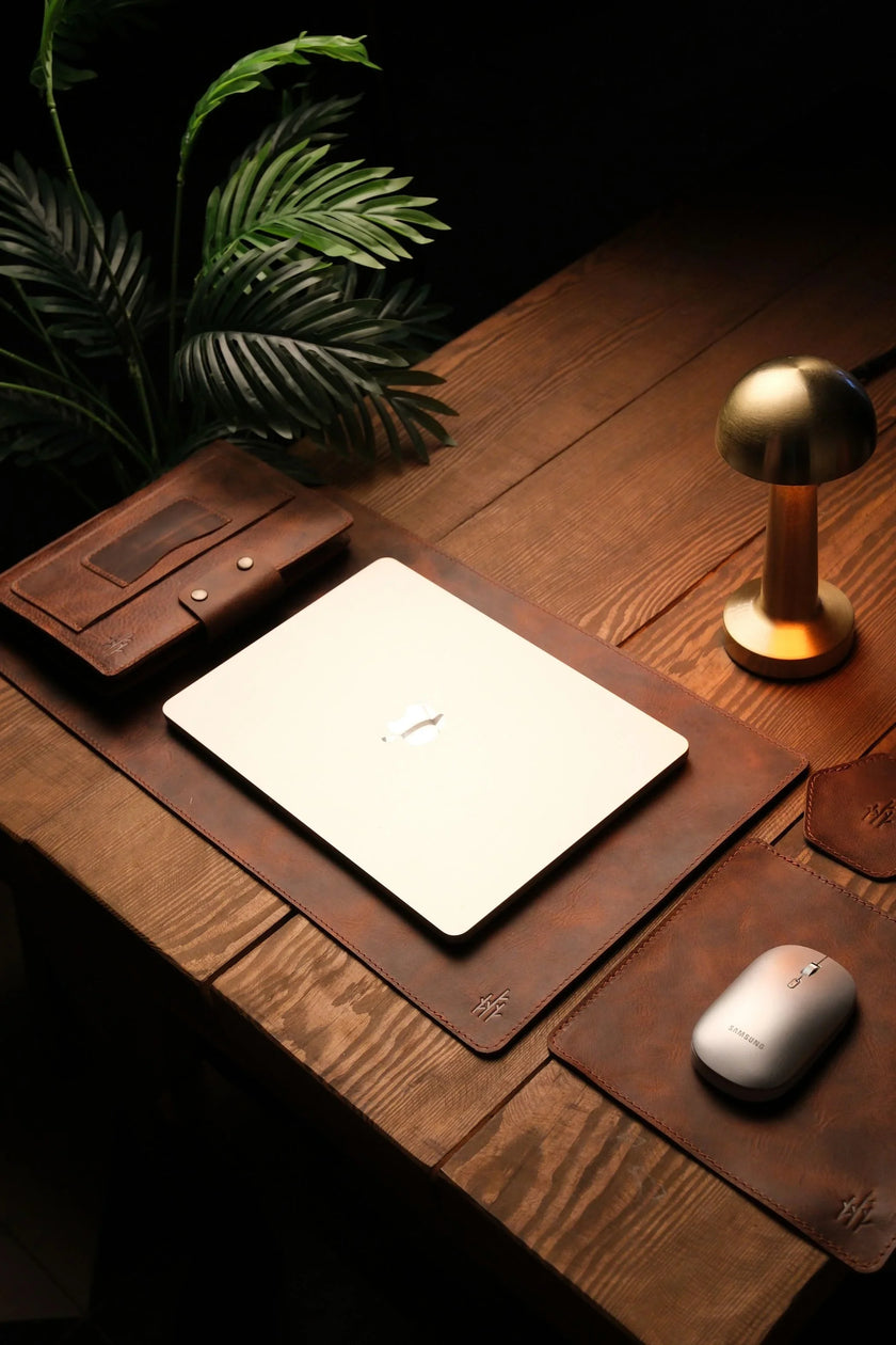 Leren Laptop Bureau en Muis Mat