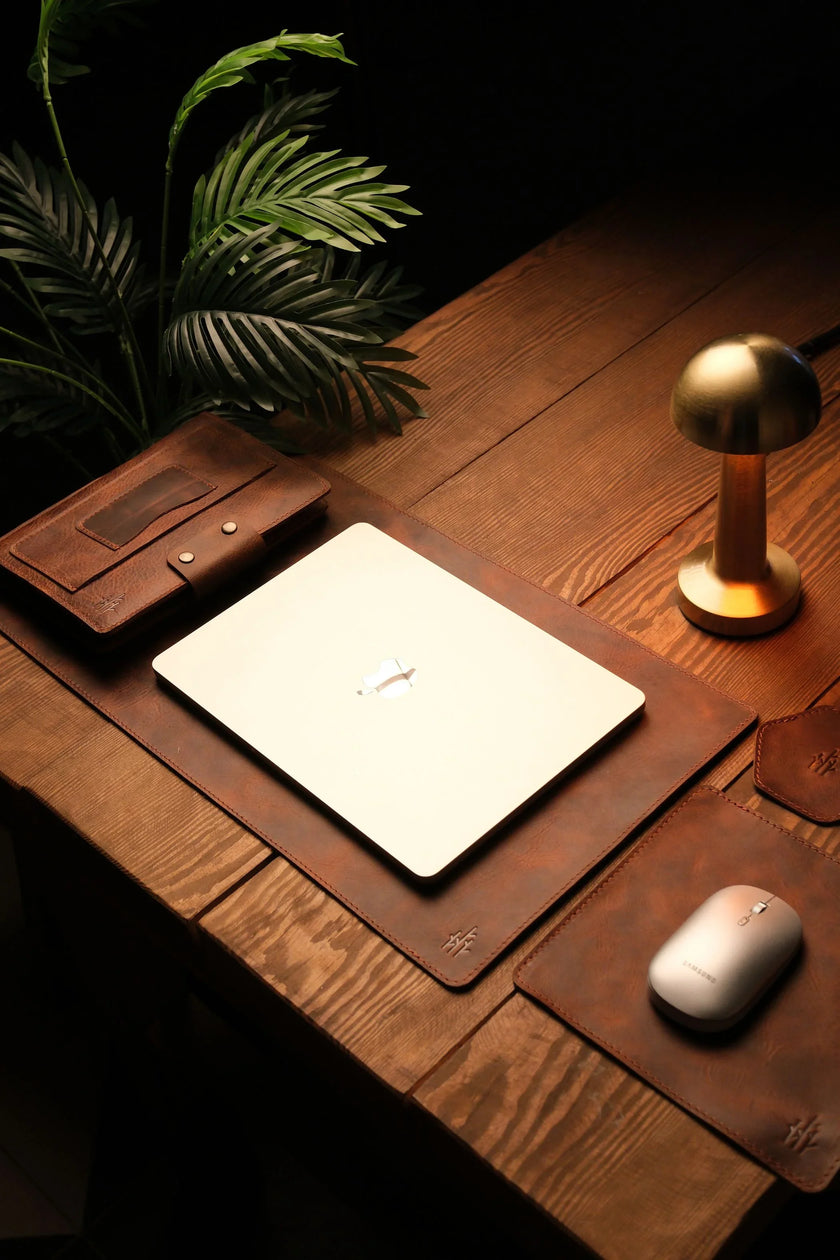 Leren Laptop Bureau en Muis Mat