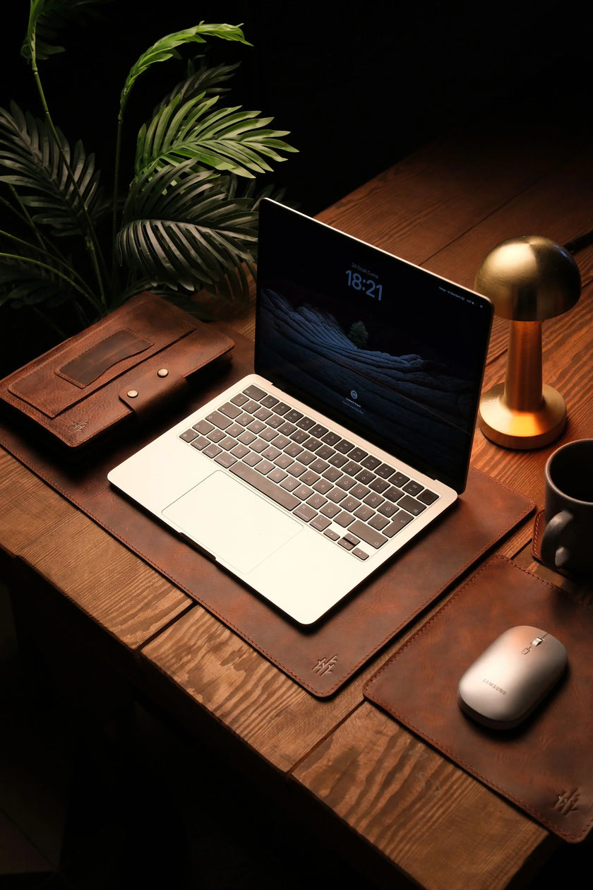 Leren Laptop Bureau en Muis Mat