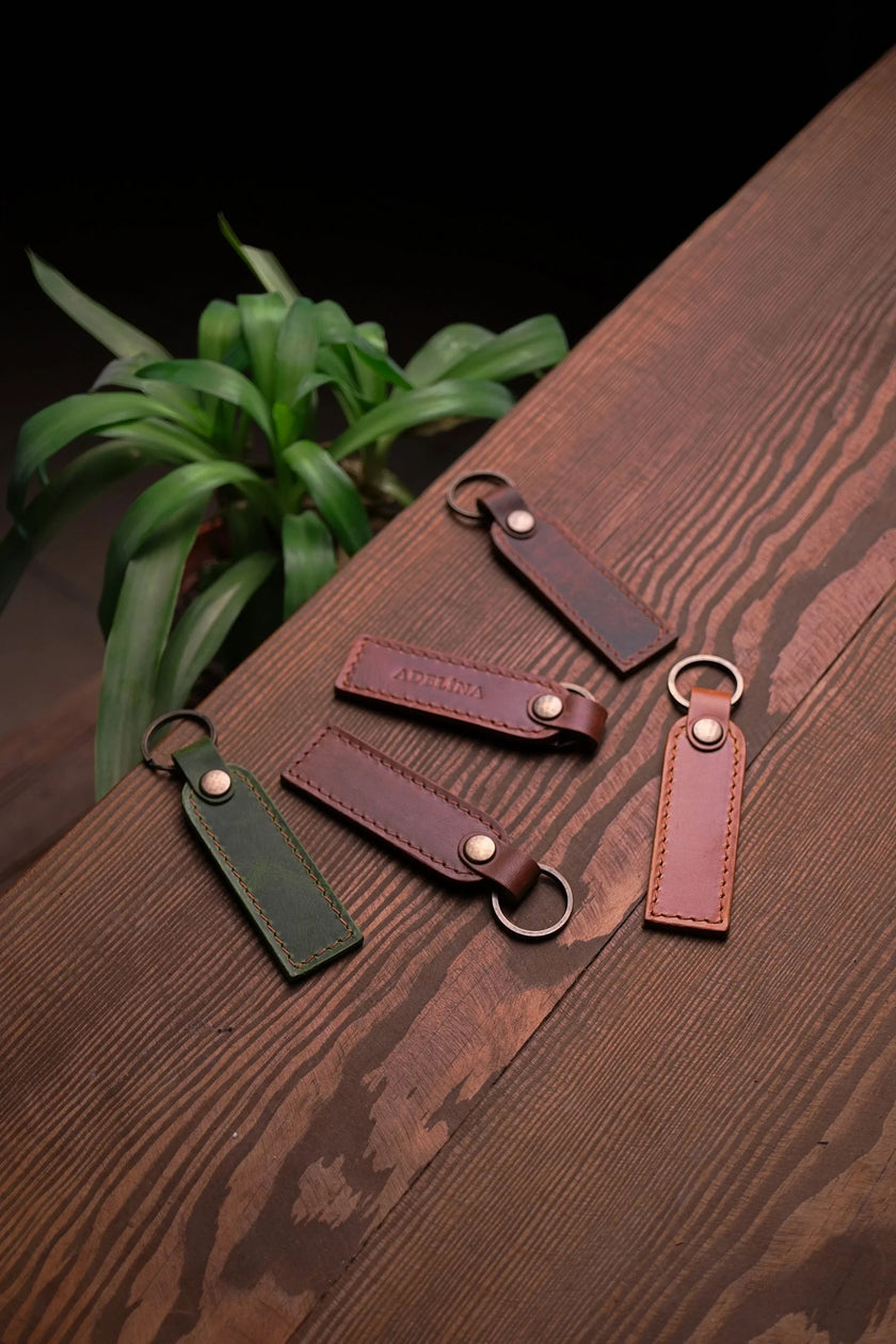 Rechthoekige Leren Sleutelhanger